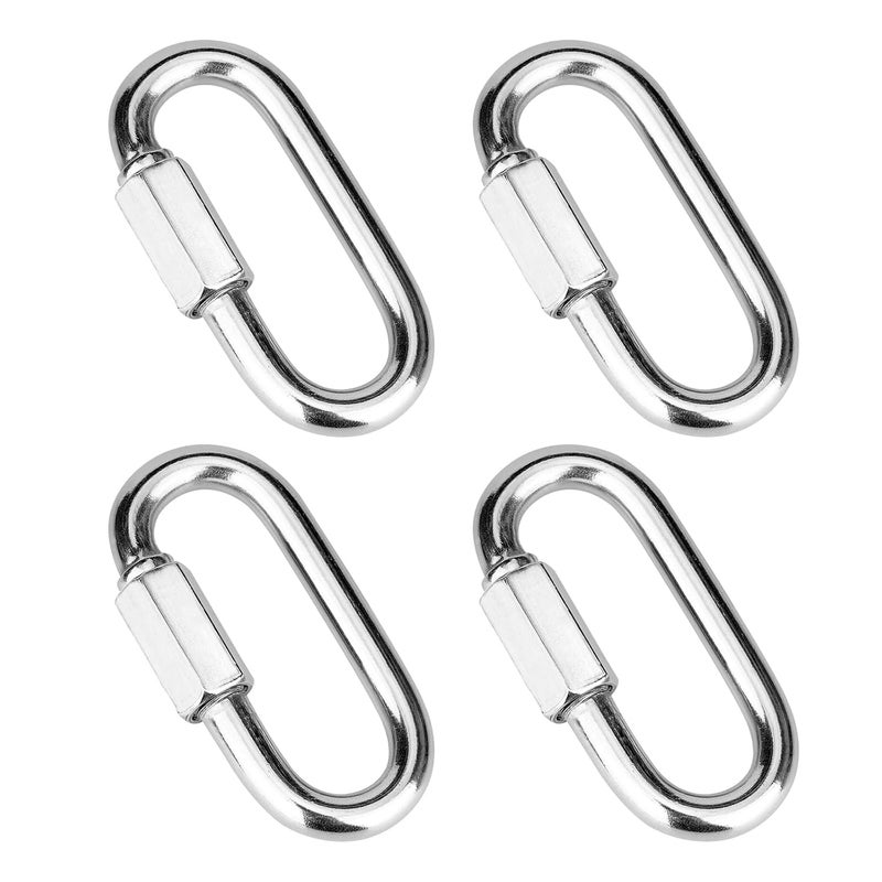Vmuter 4Pcs 3 Inch 304(18-8) Heavy Duty Stainless Steel Screw Chain Quick Links, High Strength Carabiner for Big Chain Connecting, Hammock Hanging, Hiking, Camping - Image 1